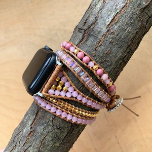 Rose Quartz & Rhodonite Apple Watch Band - Love - My Zen Temple