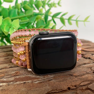 Rose Quartz & Rhodonite Apple Watch Band - Love - My Zen Temple