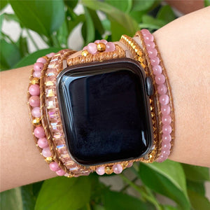 Rose Quartz & Rhodonite Apple Watch Band - Love - My Zen Temple