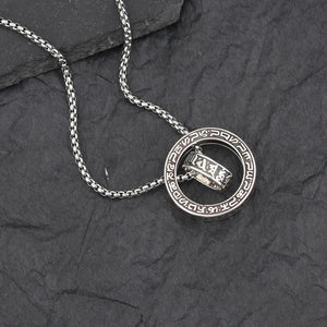 Tibetan Six-Word Mantra Spinning Ring Pendant Necklace - Clarity - My Zen Temple