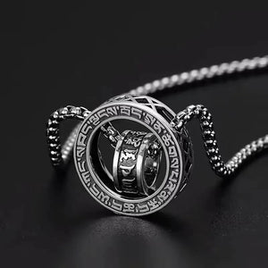 Tibetan Six-Word Mantra Spinning Ring Pendant Necklace - Clarity - My Zen Temple