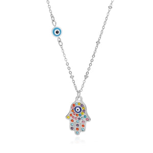 Turkish Hamsa Evil Eye Pendant Necklace - Blessings - My Zen Temple