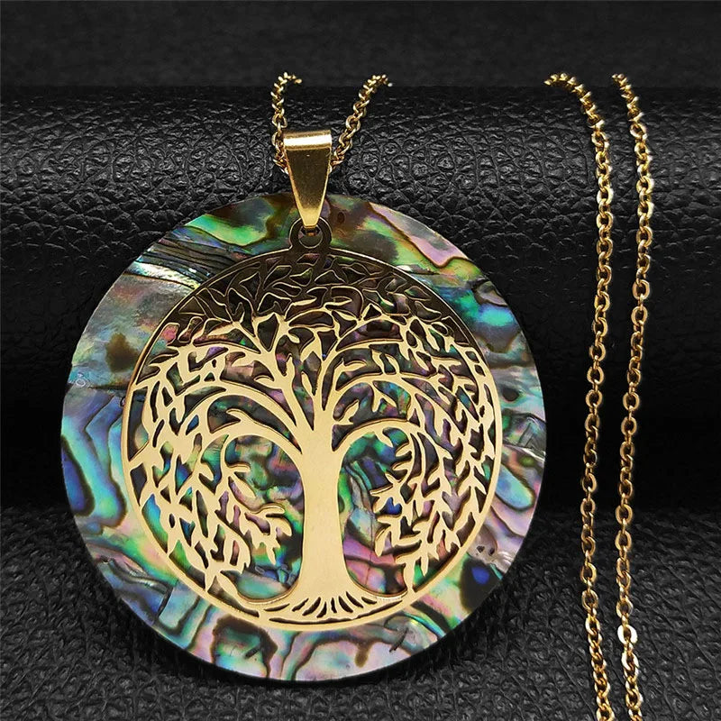 Tree of Life Abalone Shell Necklaces
