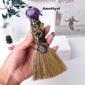 Crystal Besom Witch Broom - Cleansing