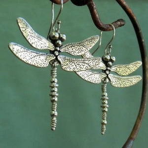 Vintage Dragonfly Dangle Earrings - Growth