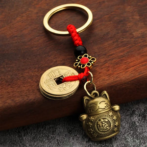 Lucky Cat Feng Shui Keychain – Wealth