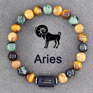 Agate Zodiac Bead Bracelet