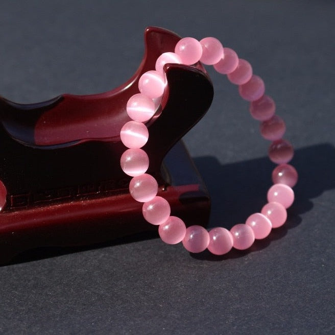 Pink Opal Bead Bracelet