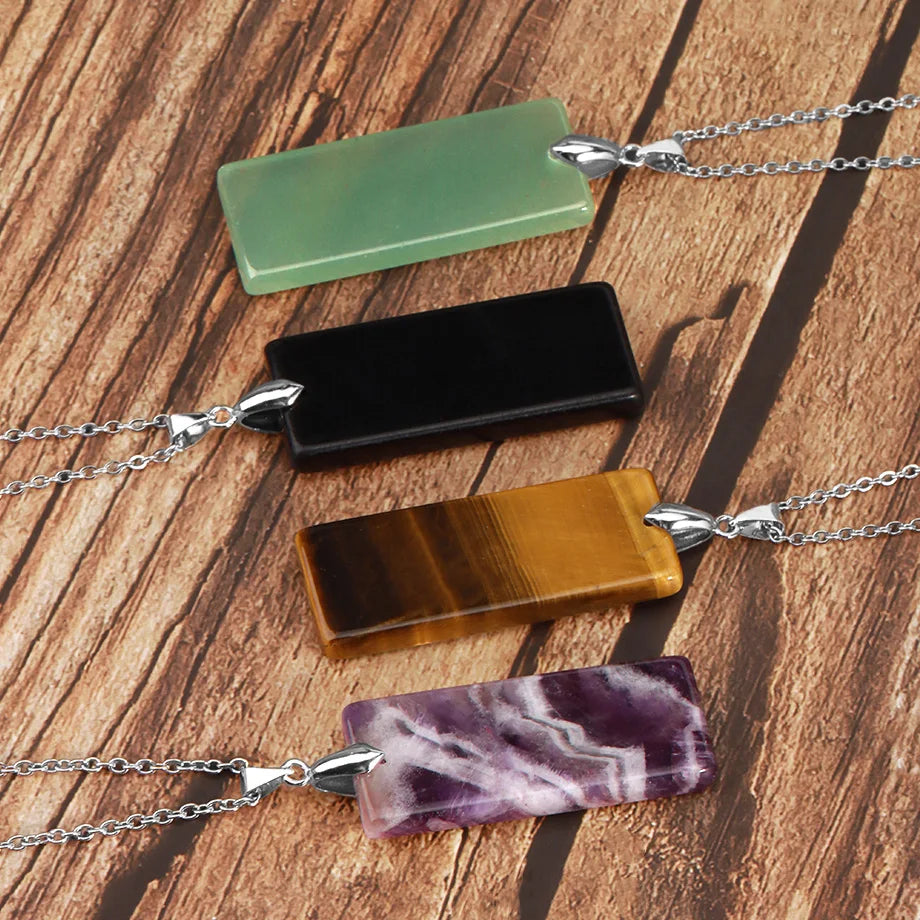 Natural Stone Rectangle Necklace