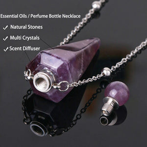 Natural Stone Cone Perfume Bottle Necklace