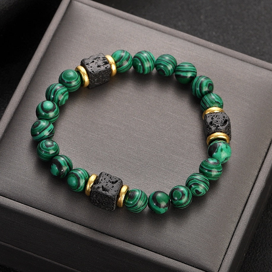 Malachite &amp; Lava Beads Bracelet