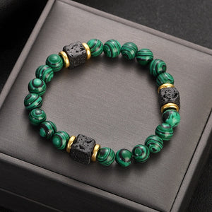 Malachite & Lava Bracelet – Strength