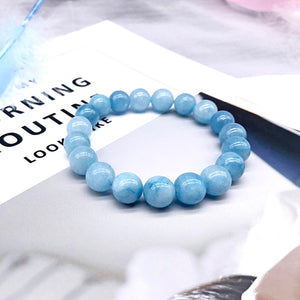 Blue Aquamarine Bead Bracelet
