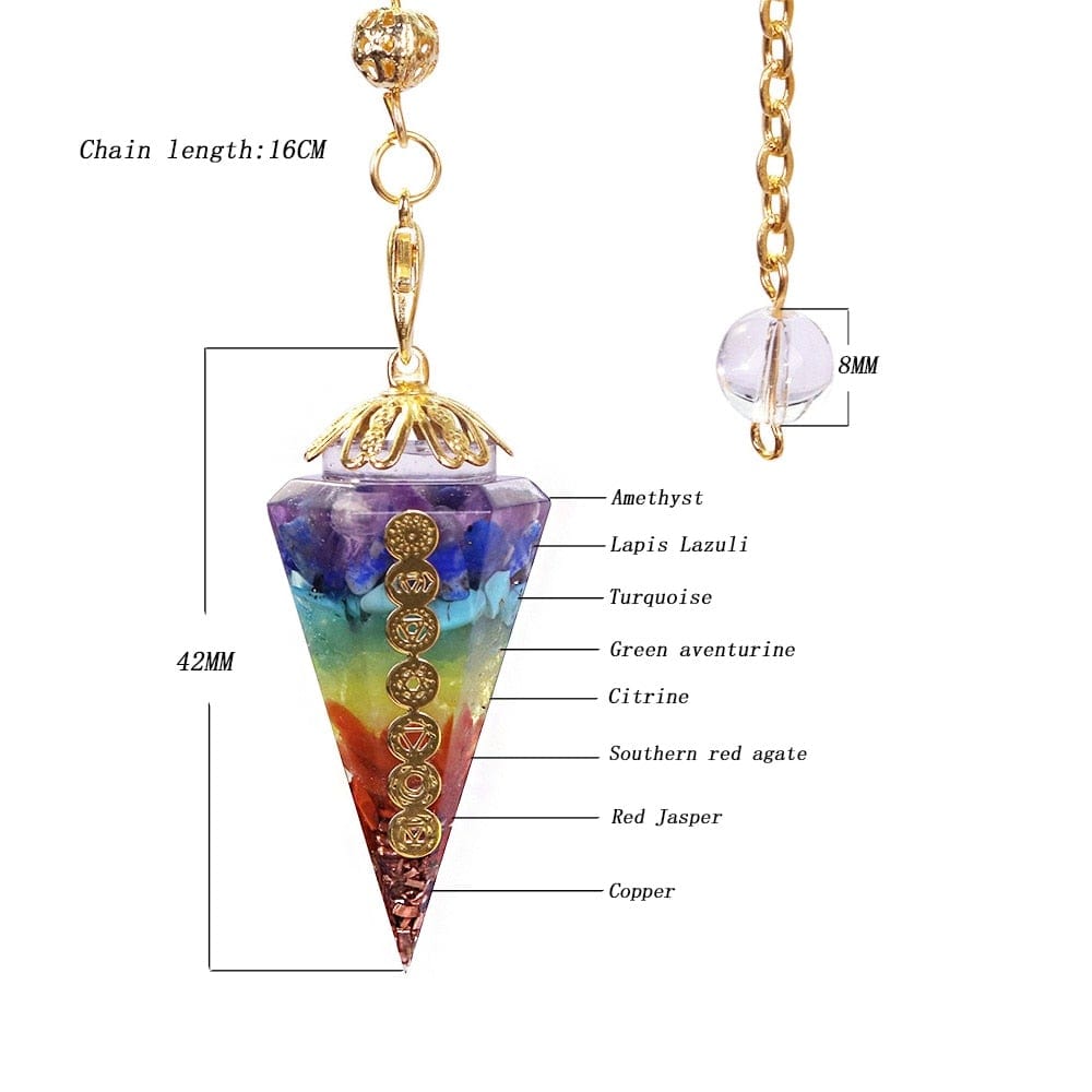 Chakra Crystal Orgonite Pendulum