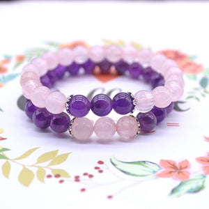 Rose Quartz & Amethyst Bead Bracelets