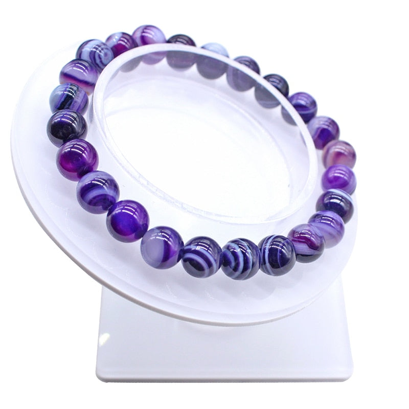 Purple Agate Bead Bracelet