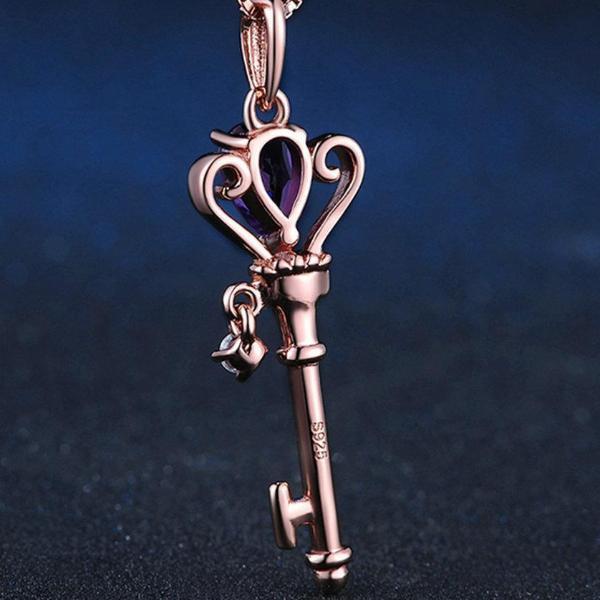 Amethyst Crown Key Necklace -Necklaces My Zen Temple