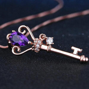 Amethyst Crown Key Necklace -Necklaces My Zen Temple