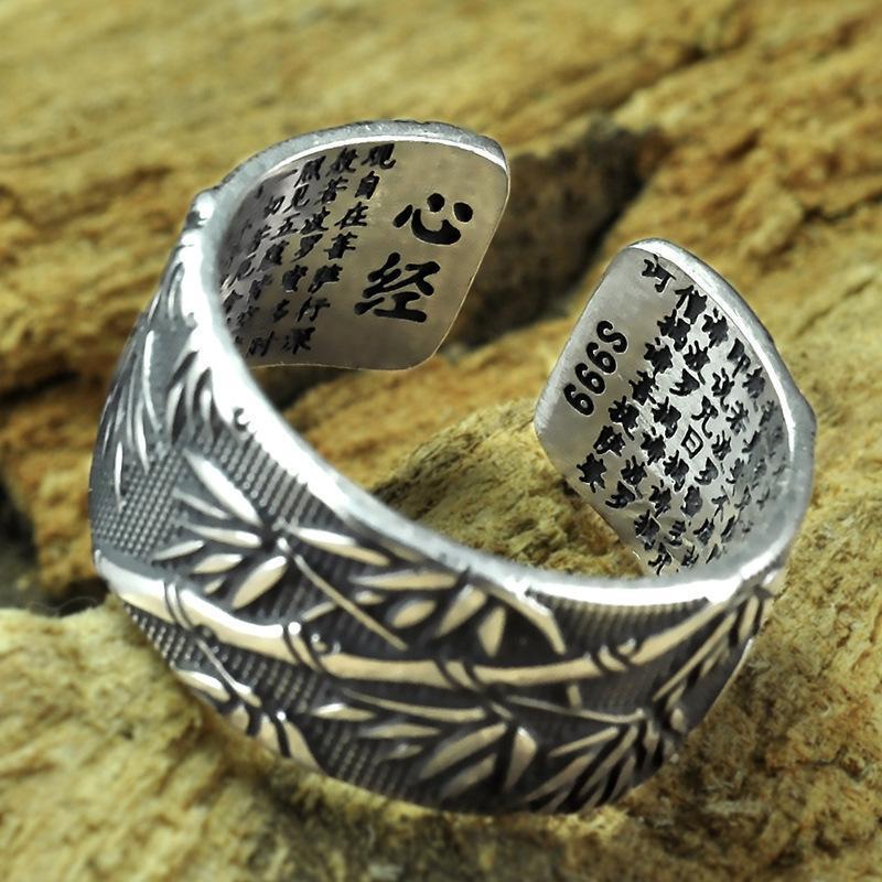 Bamboo &quot;Heart Sutra&quot; Ring -Rings My Zen Temple