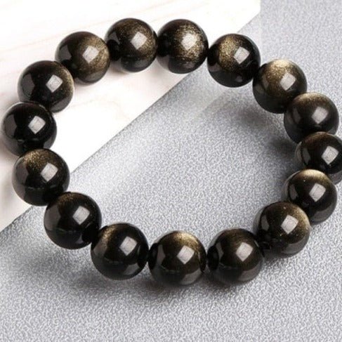 Black Gold Obsidian Beads Bracelets -Malas and Bracelets My Zen Temple
