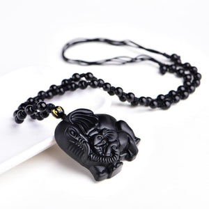 Black Obsidian Elephant Necklace – Protection - My Zen Temple