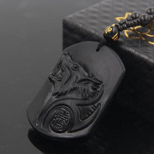 Black Obsidian Wolf Necklace -Necklaces My Zen Temple