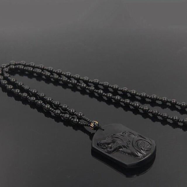 Black Obsidian Wolf Necklace -Necklaces My Zen Temple