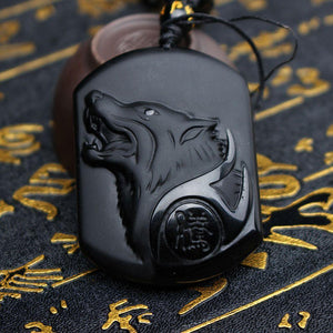 Black Obsidian Wolf Necklace – Strength - My Zen Temple