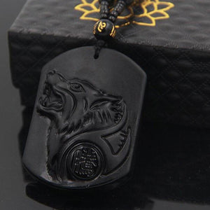 Black Obsidian Wolf Necklace – Strength - My Zen Temple