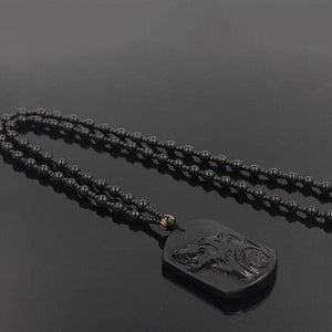 Black Obsidian Wolf Necklace – Strength - My Zen Temple