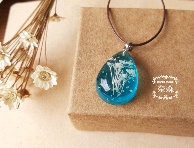 Blue Dried Flowers Necklace -Necklaces My Zen Temple