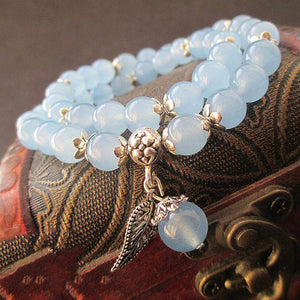 Blue Jade Flower Bracelet -Malas and Bracelets My Zen Temple