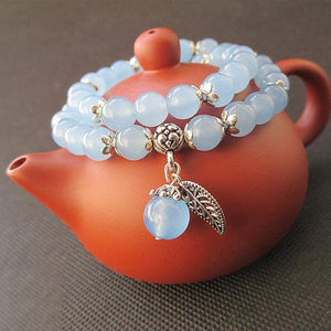 Blue Jade Flower Bracelet -Malas and Bracelets My Zen Temple