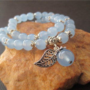 Blue Jade Flower Bracelet -Malas and Bracelets My Zen Temple
