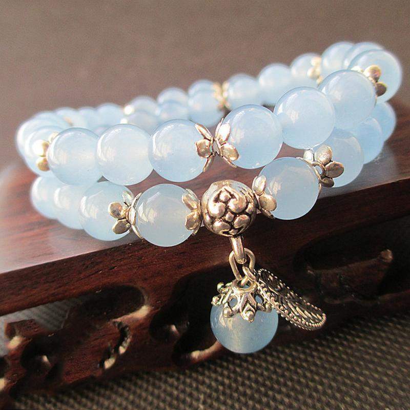 ★ PISCESS★ PP Flower Bracelet Blue 5006697990 Pixiu Feng Shui Bracelet | WATER Element | Blue Agate x 18k