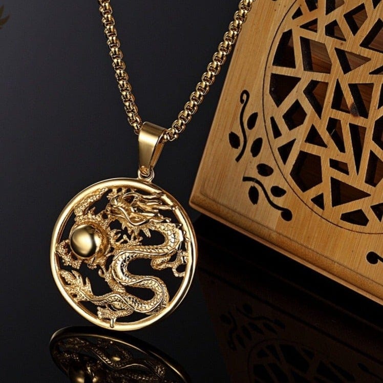 Dragon Stainless Steel Gold Silver Pendant -Necklaces My Zen Temple
