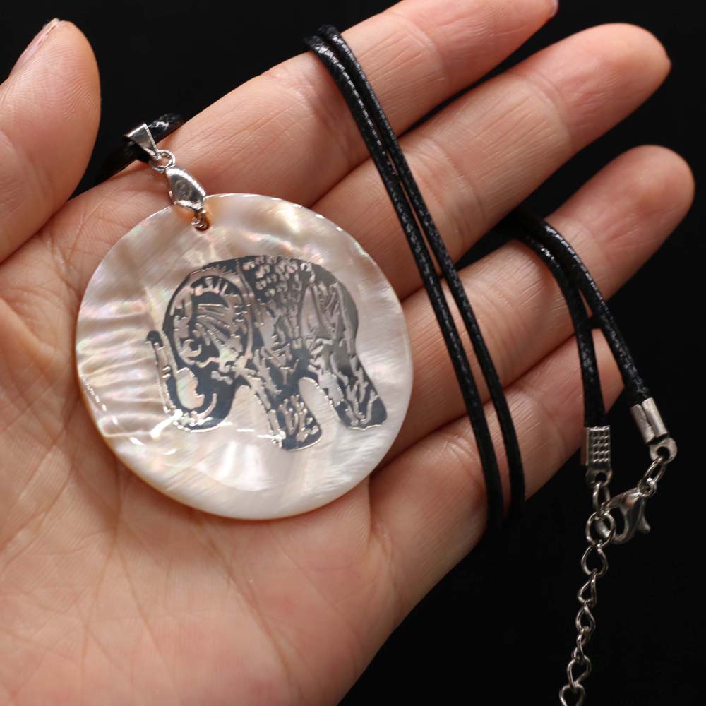 Elephant Round Shell Necklace -Necklaces My Zen Temple