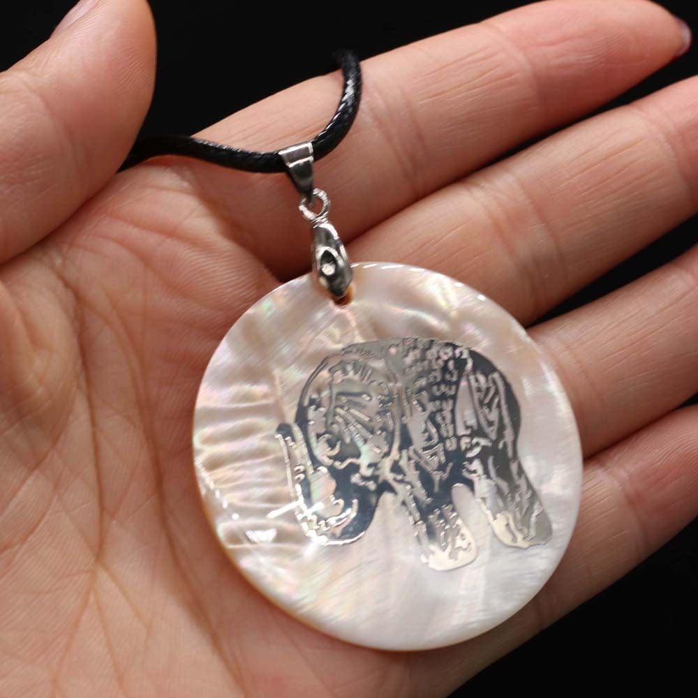 Elephant Round Shell Necklace -Necklaces My Zen Temple