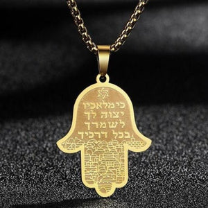 Hamsa Hand Of Fatima Pendant Necklace -Necklaces My Zen Temple