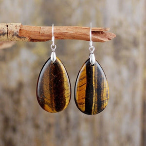 Healing Crystal Teardrop Dangle Earrings -Earrings My Zen Temple