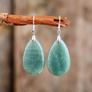 Healing Crystal Teardrop Dangle Earrings -Earrings My Zen Temple