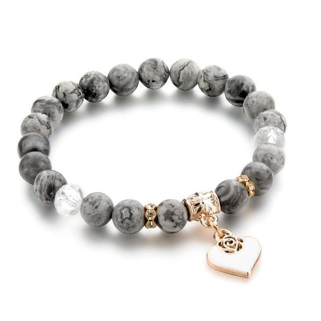 Heart Charm Beads Bracelet -Malas and Bracelets My Zen Temple