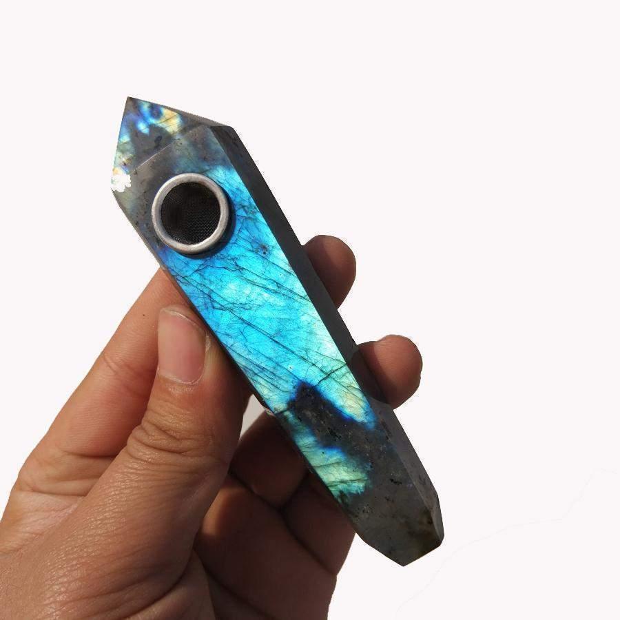 Labradorite Crystal Pipe -Crystal Pipes My Zen Temple