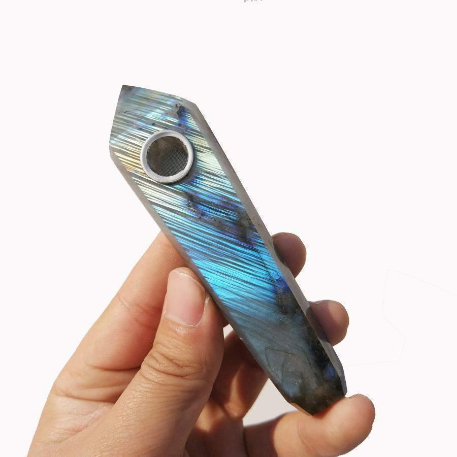 Labradorite Crystal Pipe -Crystal Pipes My Zen Temple