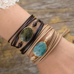 Labradorite Rope Bracelet "Positive Balance" -Malas and Bracelets My Zen Temple