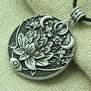 Lotus Crescent Moon Necklace -Necklaces My Zen Temple