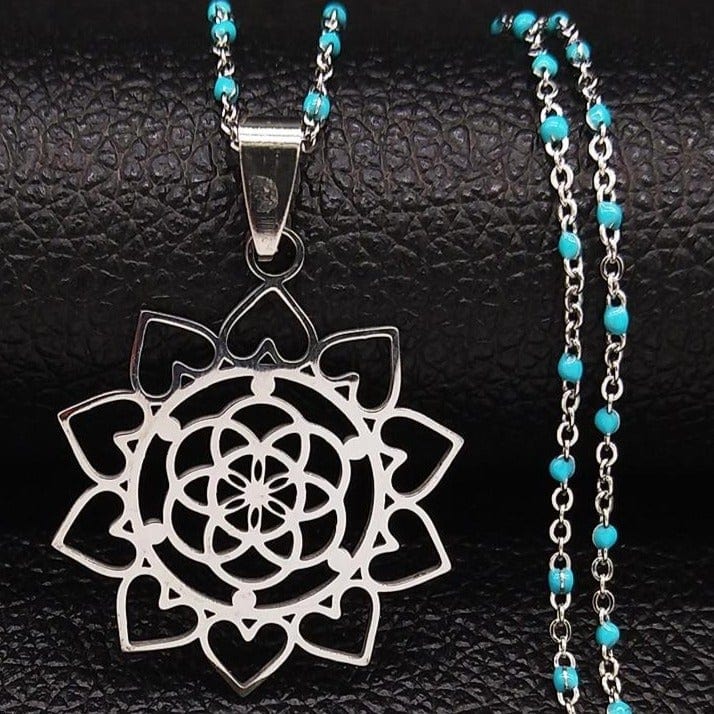 Mandala Flower of Life Stainless Steel Necklace -Necklaces My Zen Temple