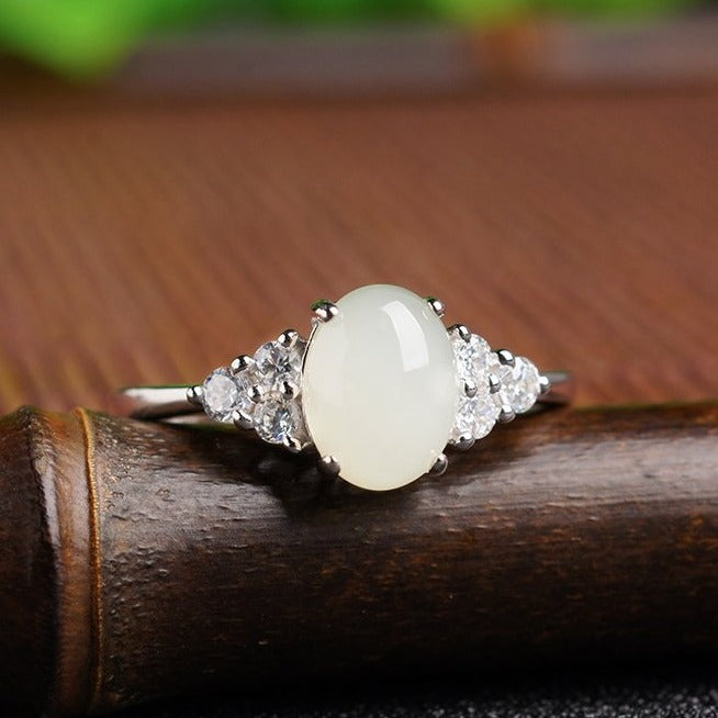 Moonstone Adjustable 925 Silver Ring -Rings My Zen Temple