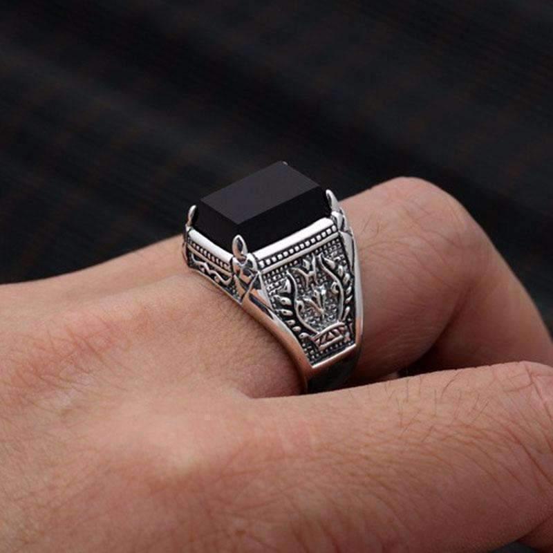 Jewelry Accessories | Signet Ring - Trendy Men Black Stone Ring Titanium  Steel Retro - Aliexpress