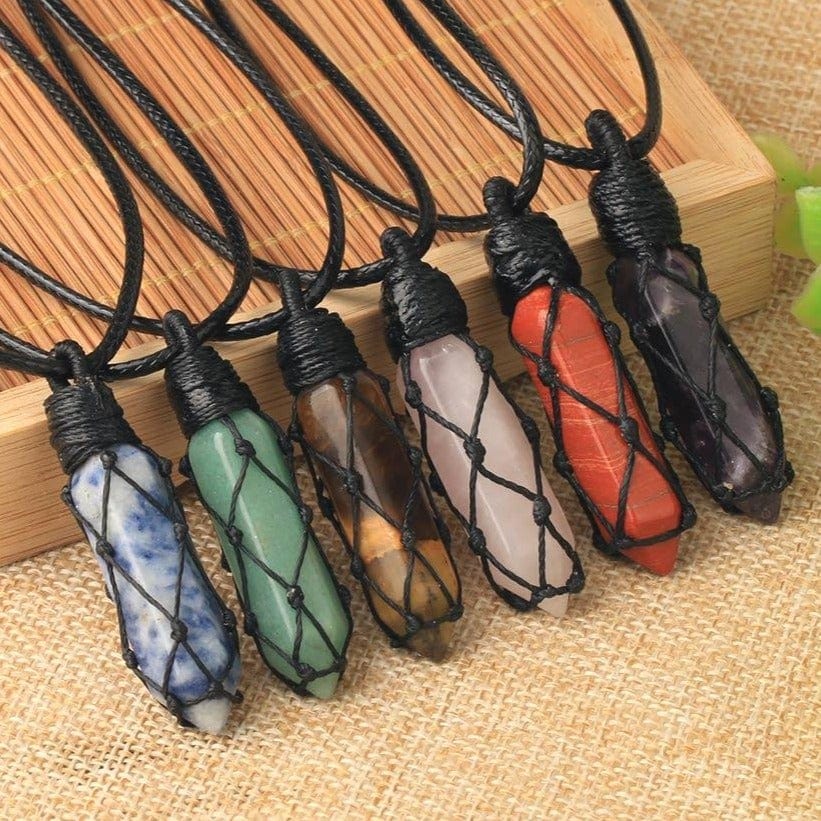 Chakra gemstone necklace wire wrapped natural stones
